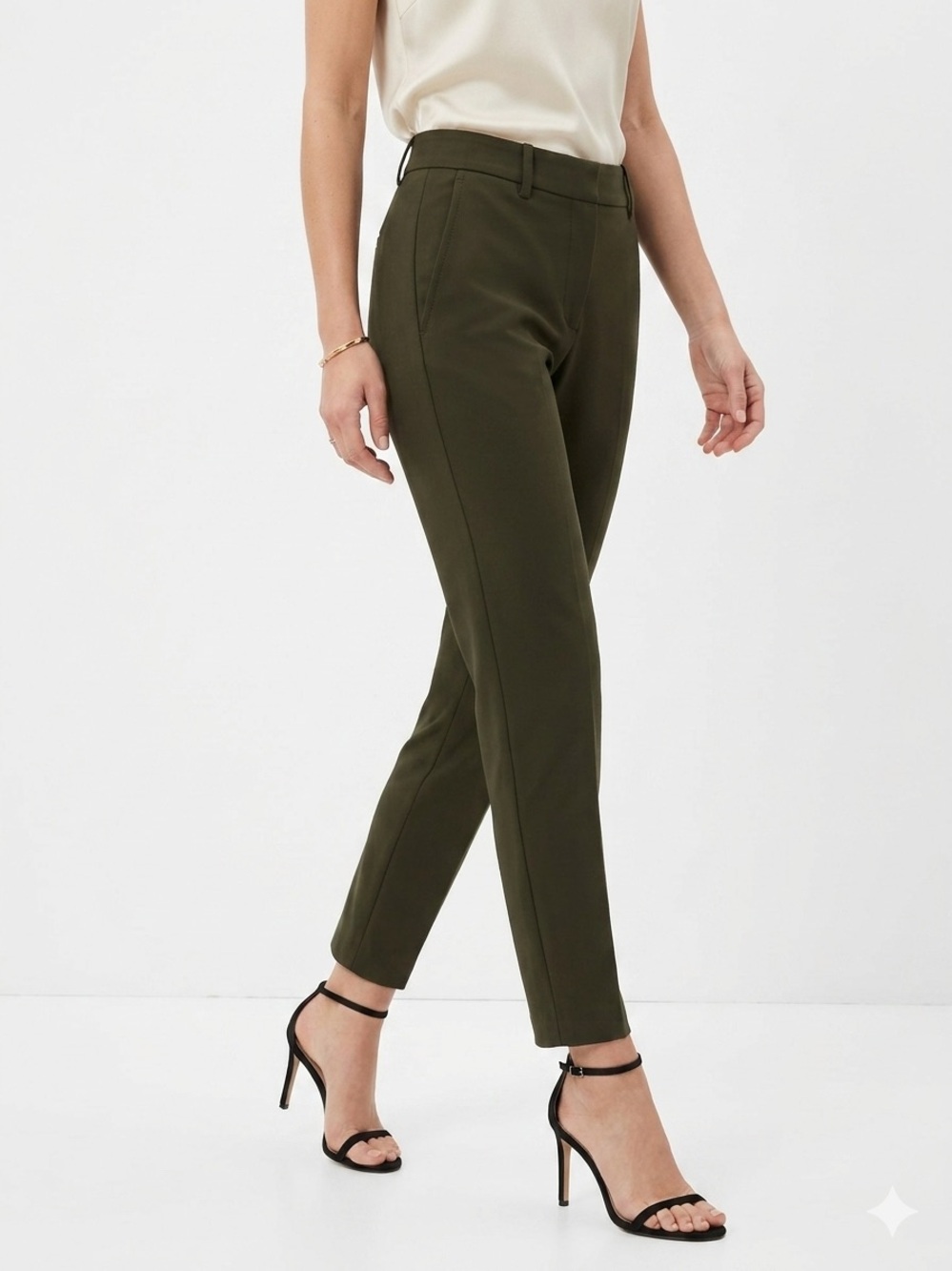 VINCE Soft Tailored Ankle Trousers Size 6 Green Office